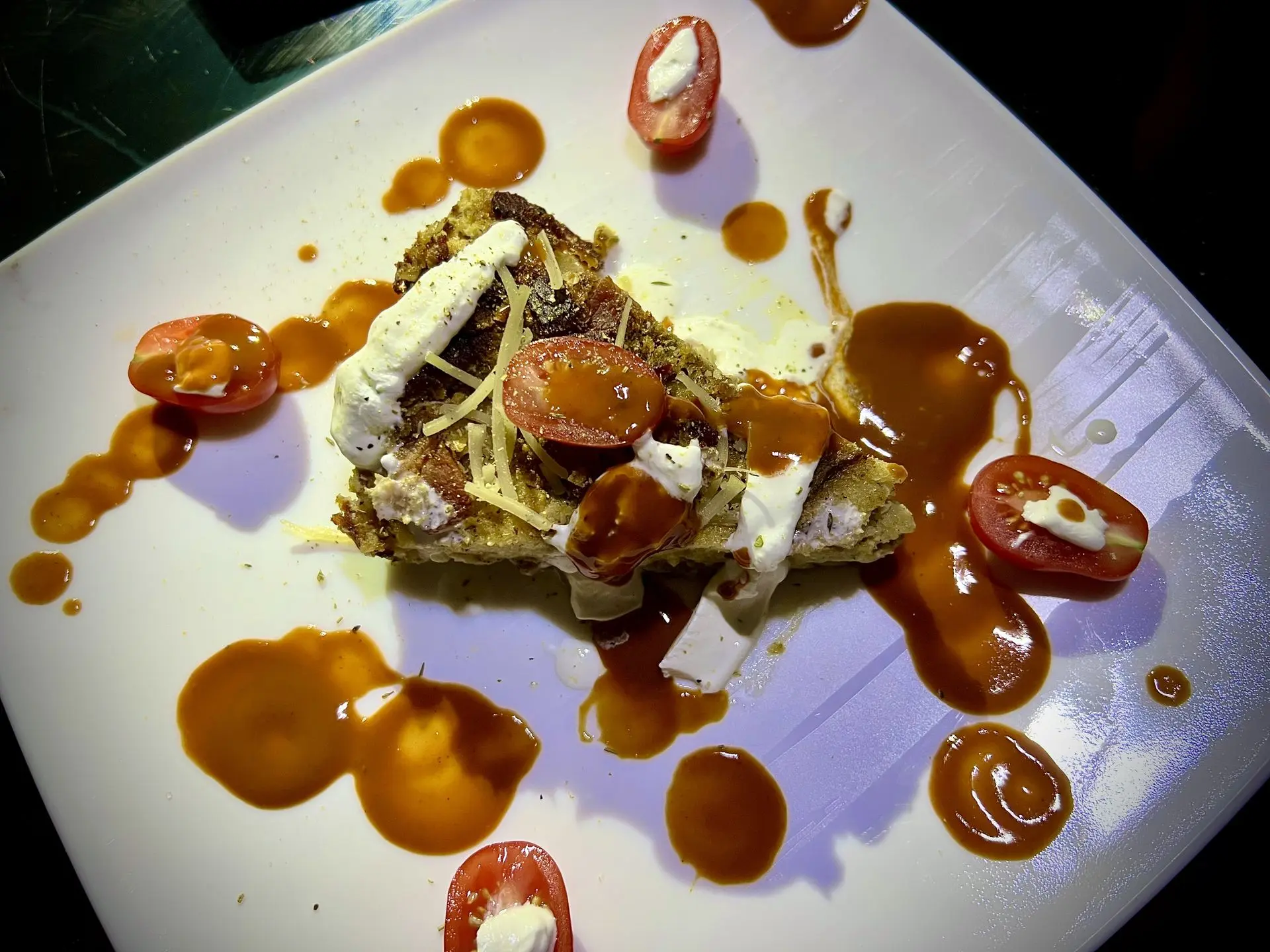 Bacon bagel frittata with Kimchi Sriracha Ketchup from The Garden of Eden