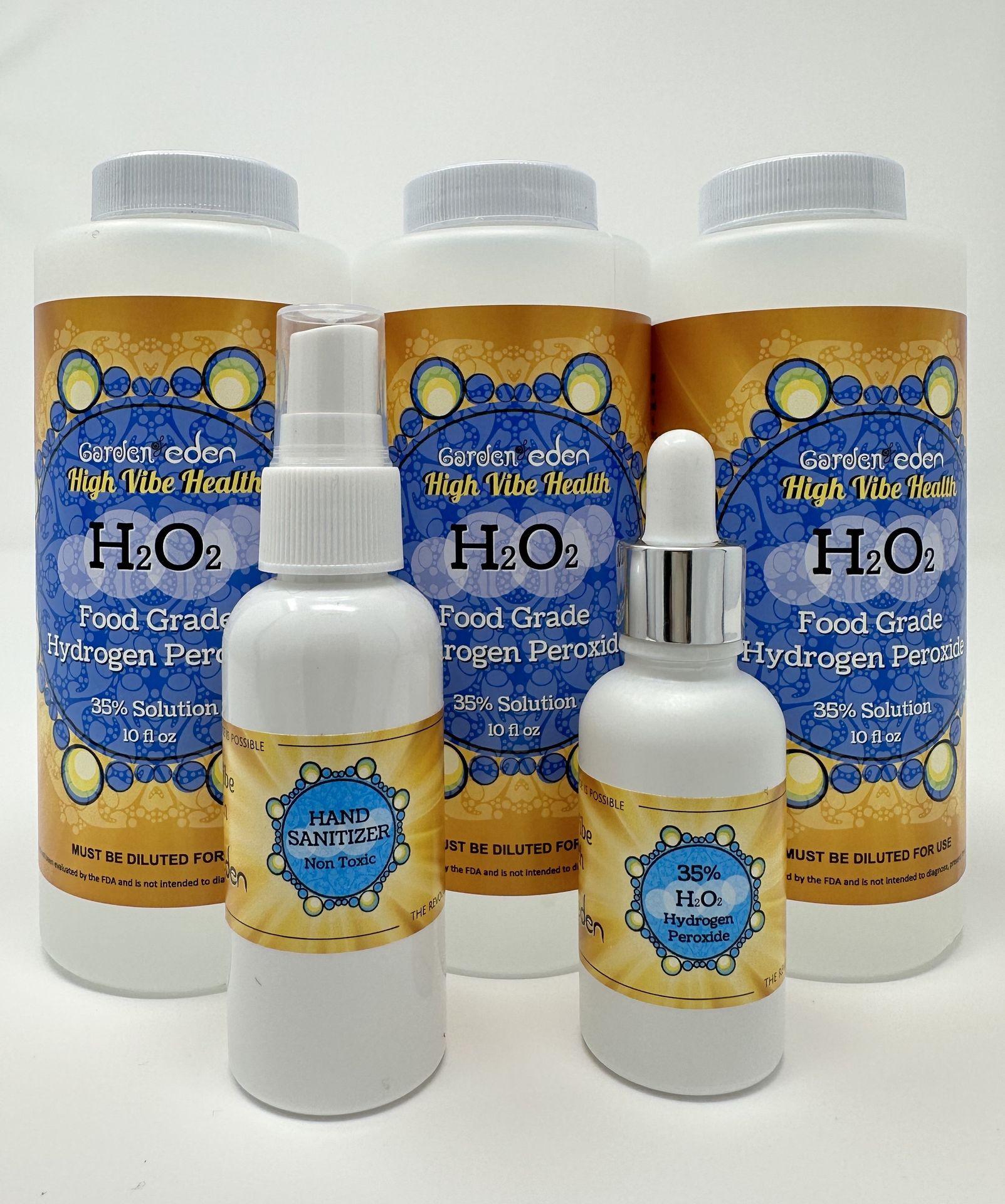 High Vibe Health from The Garden of Eden 3 x 10 oz bottles of 35% Food Grade Hydrogen Peroxide