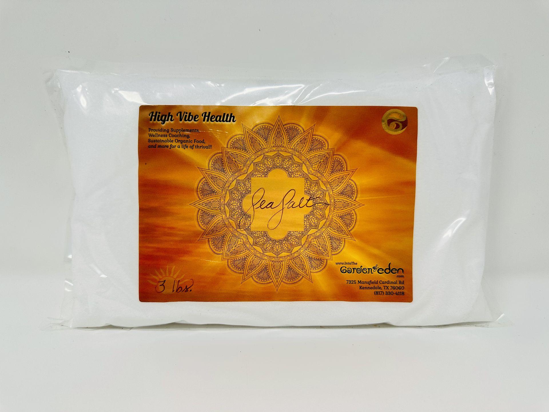 Sea salt from The Garden of Eden’s High Vibe Health Supplements line
