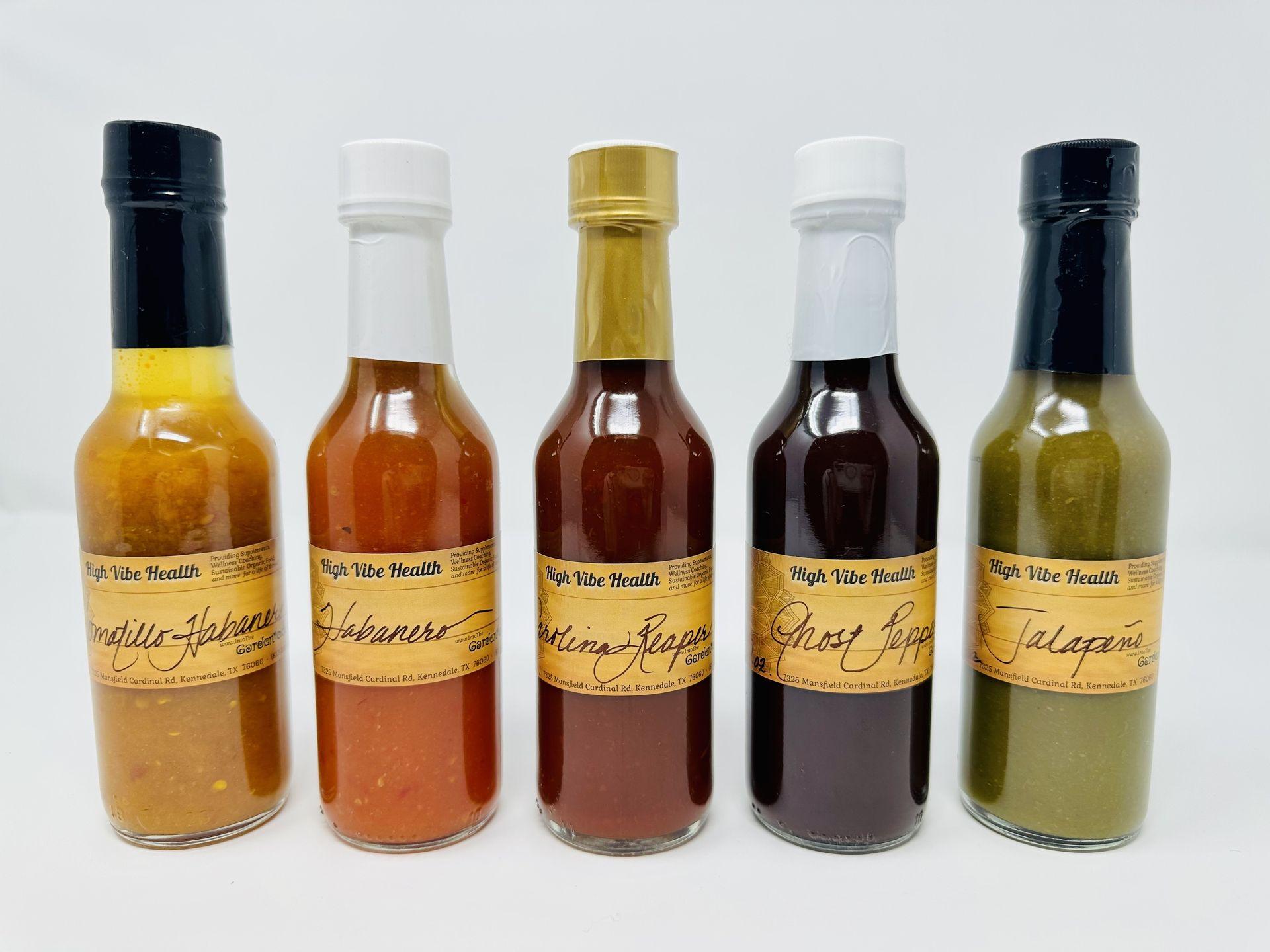 The Garden of Eden's 5 Piece Hot Sauce set makes a great gift for the hot sauce lover!