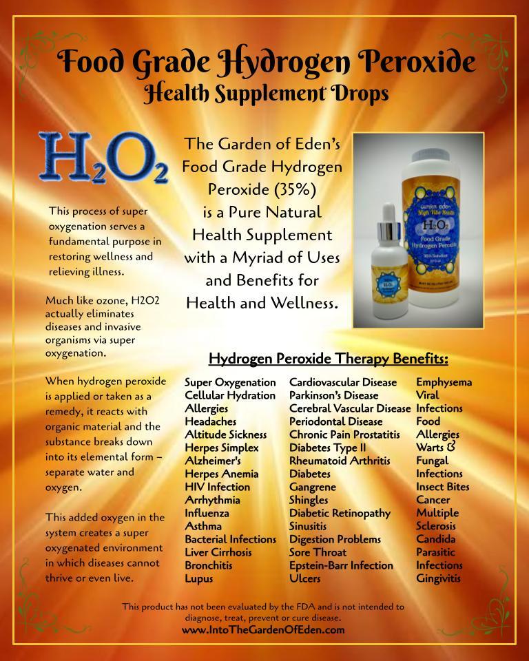High Vibe Health from The Garden of Eden 35% Food Grade Hydrogen Peroxide display flyer