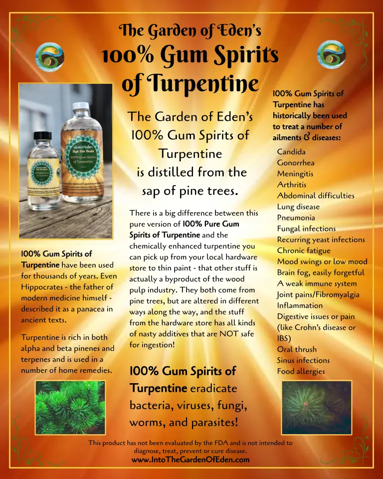 High Vibe Health 100% Gum Spirits of Turpentine from The Garden of Eden