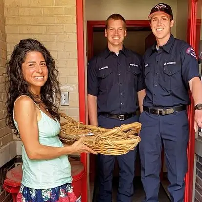 Viv the volunteer feeds the firemen